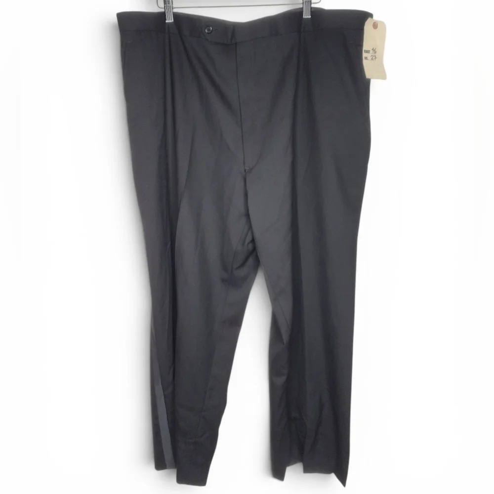 Vintage Brooks Brothers Pleated Wool Tuxedo Pants in Black Size 45x26